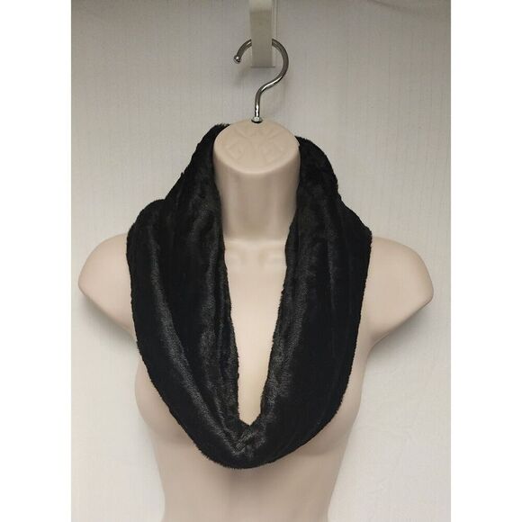 Faux Fur Infinity Tube Neck Warmer Winter Scarf Color Black - Picture 3 of 5